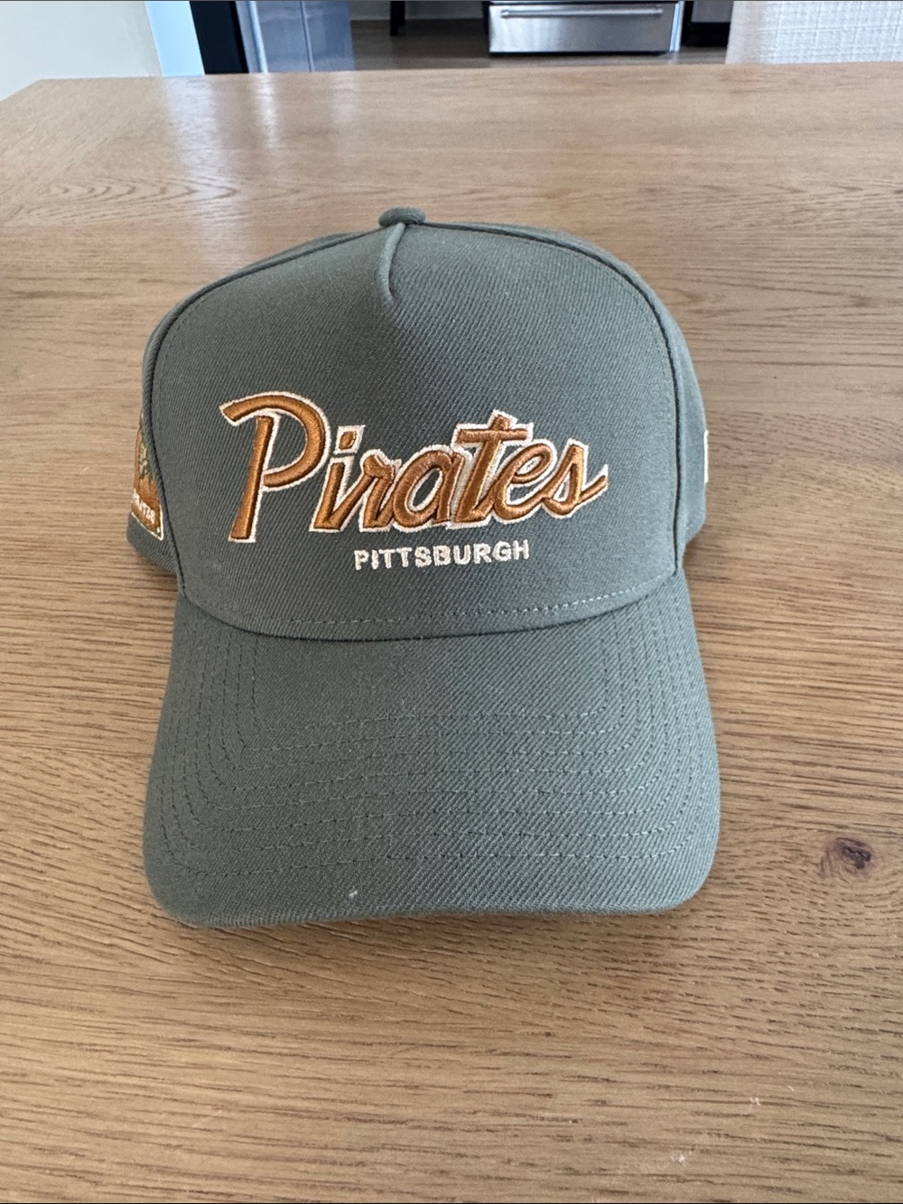 New Era Pittsburgh Pirates Olive Green Hat with Gold Embroidery